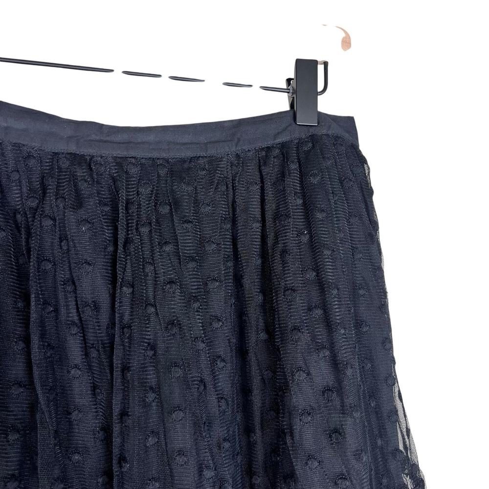 The Great Black Swiss Dot Tulle Maxi Skirt Tiered Mesh Size 3 Large - Picture 2 of 12